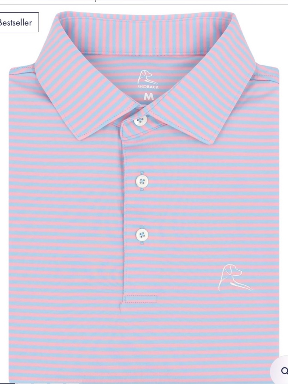 Rhoback Men's Short Sleeve Performance Polo The Birdie Stripe XXL